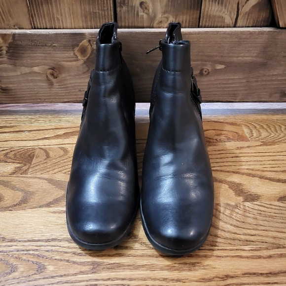 Liz Flex by Liz Claiborne Propose Zip Black Feux Leather Ankle Boots Women’s 9M - Picture 3 of 8